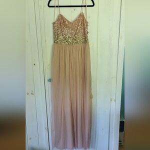 Adrianna Papell Sequin Spagetti Strap Floor Length Dress